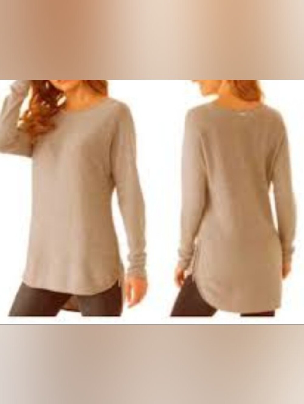 Boho Long Sleeve Tunic Top in Tan Women's